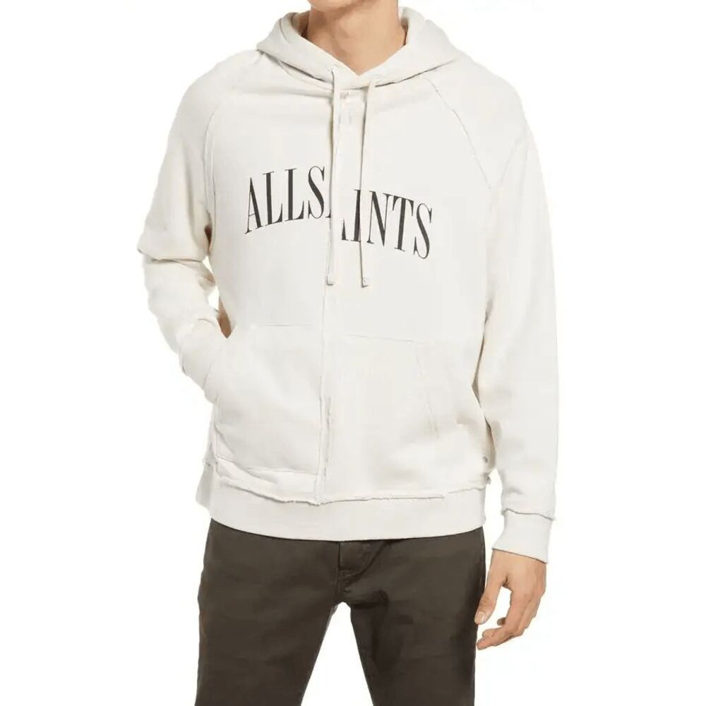 All Saints Cream Diverge Graphic Pullover Hoodie Sweatshirt Men's Size Large